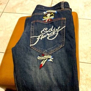 Ed Hardy Blue Jeans size 34x32